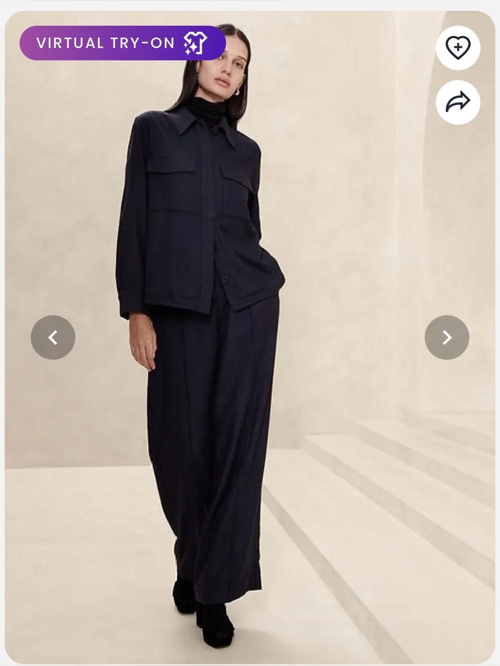 Banana Republic Arama Italian Flannel Wide-Leg Pant Navy